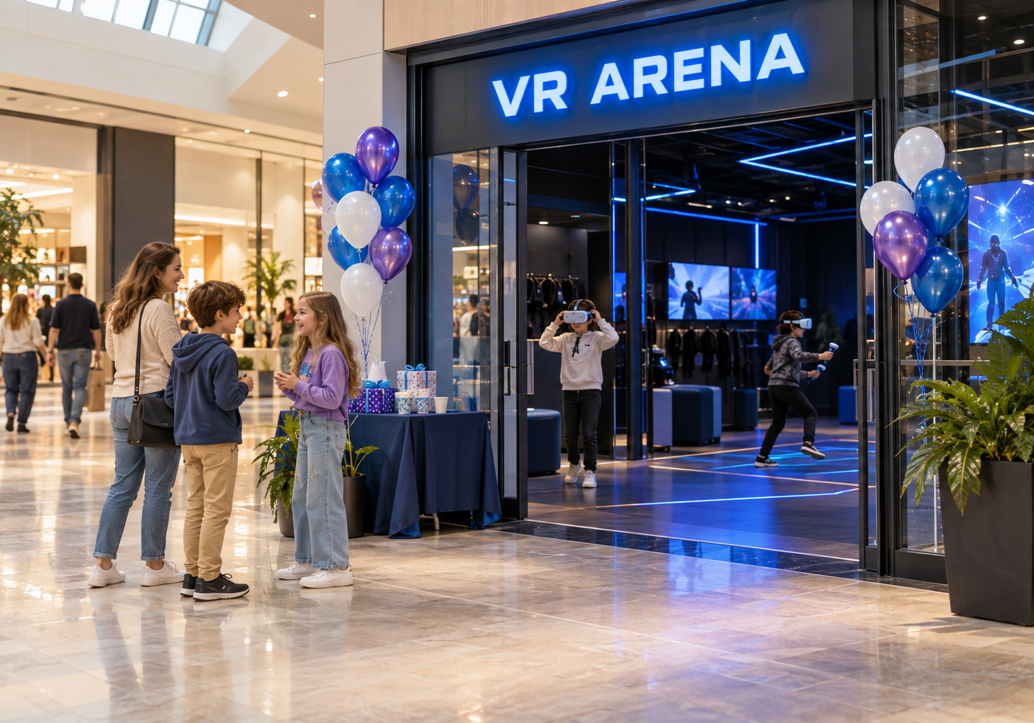 A shopping mall gallery